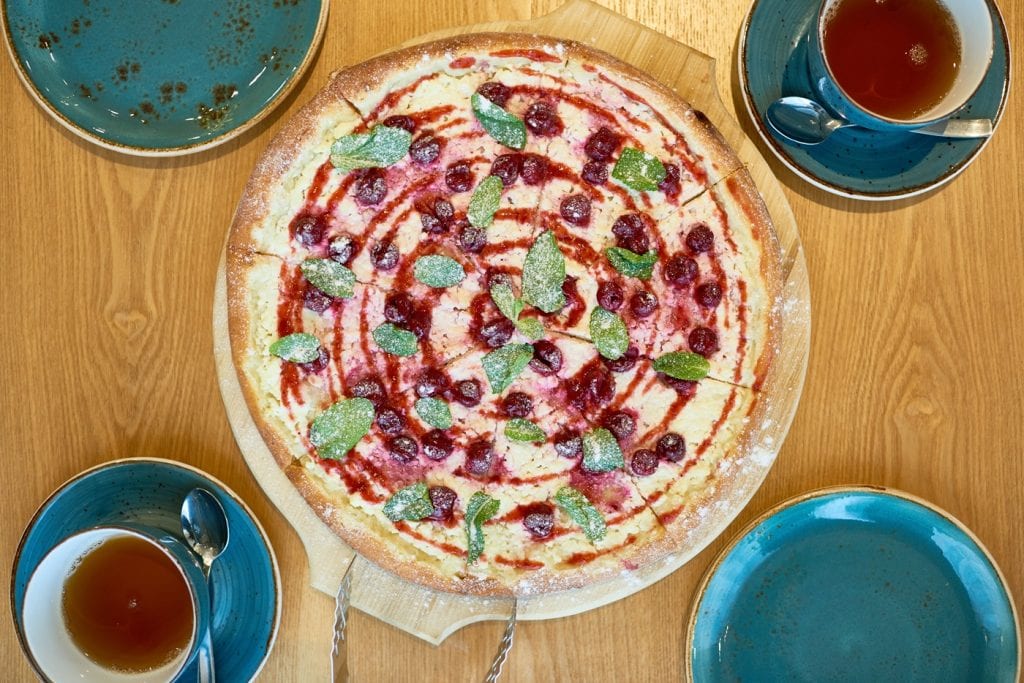 pie on dinner table background