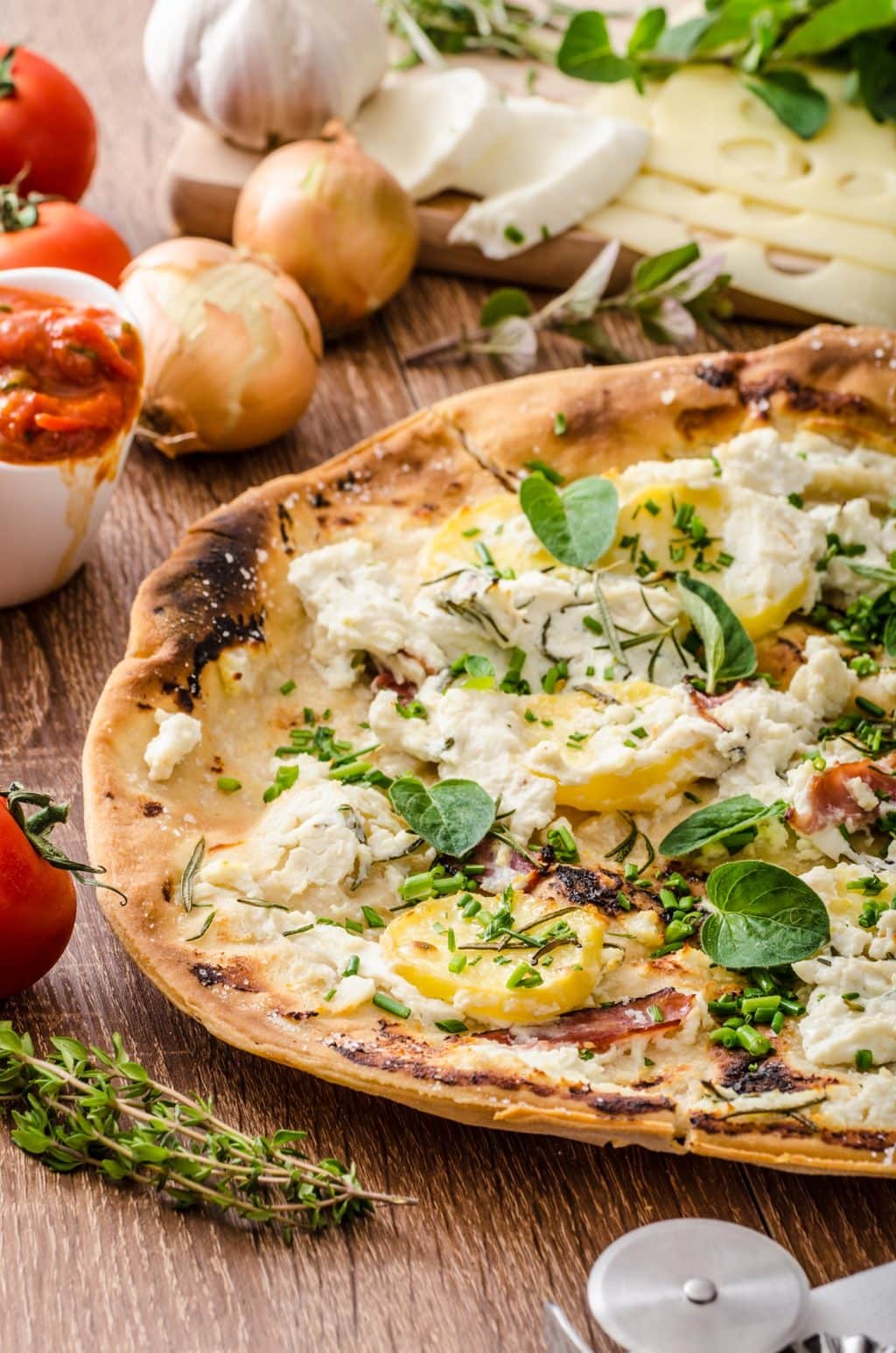 pizza bianco with rosemary and pancetta